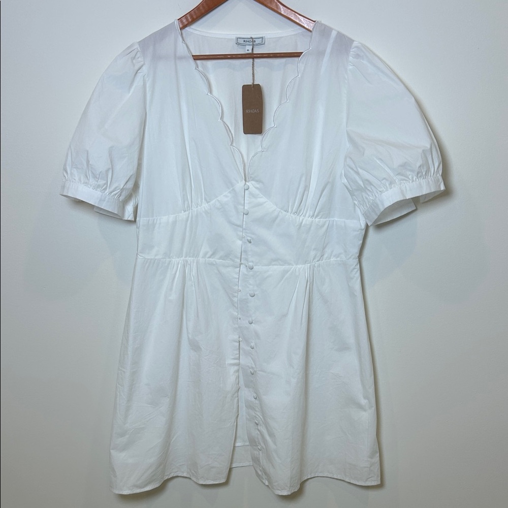 RIHOAS White Puff Sleeve Mini Dress XL NWT